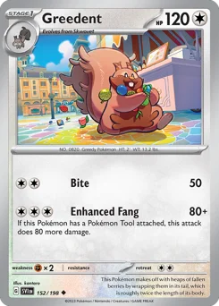 Greedent Pokemon card from Scarlet & Violet, card number 152