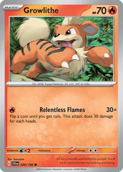 Growlithe Pokemon card from Scarlet & Violet, card number 30
