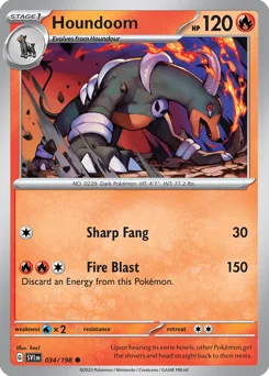 Houndoom Pokemon card from Scarlet & Violet, card number 34