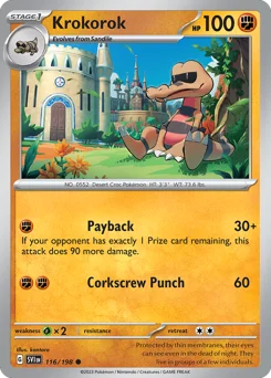 Krokorok Pokemon card from Scarlet & Violet, card number 116