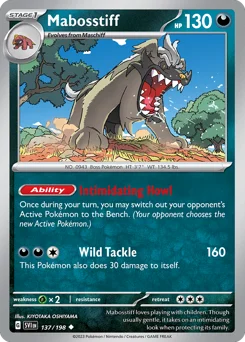 Mabosstiff Pokemon card from Scarlet & Violet, card number 137