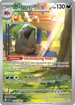 Mabosstiff Pokemon card from Scarlet & Violet, card number 218