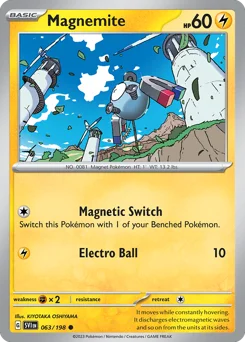 Magnemite Pokemon card from Scarlet & Violet, card number 63