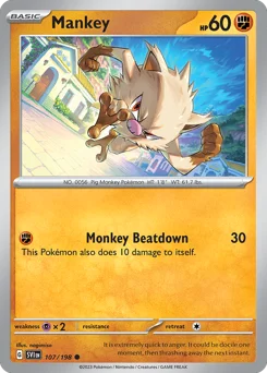 Mankey Pokemon card from Scarlet & Violet, card number 107