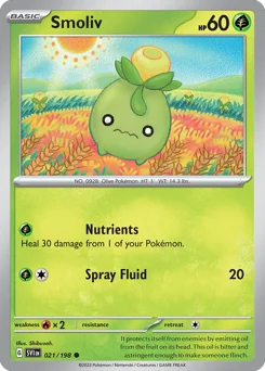 Smoliv Pokemon card from Scarlet & Violet, card number 21