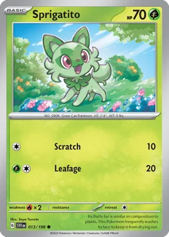 Sprigatito Pokemon card from Scarlet & Violet, card number 13