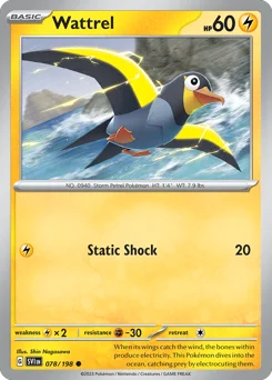 Wattrel Pokemon card from Scarlet & Violet, card number 78