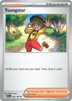 Youngster Pokemon card from Scarlet & Violet, card number 198
