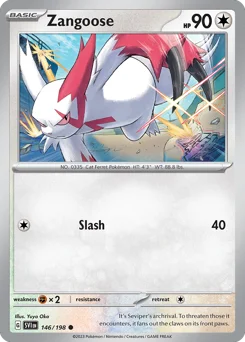 Zangoose Pokemon card from Scarlet & Violet, card number 146
