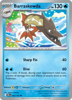 Barraskewda Pokemon card from Destined Rivals, card number 63