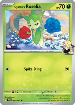 Cynthia's Roselia Pokemon card from Destined Rivals, card number 7