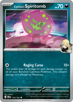 Cynthia's Spiritomb Pokemon card from Destined Rivals, card number 129