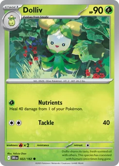Dolliv Pokemon card from Destined Rivals, card number 22