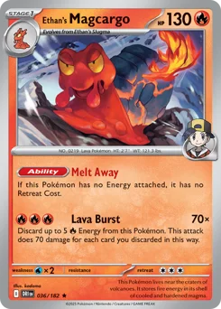Ethan's Magcargo Pokemon card from Destined Rivals, card number 36