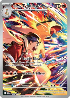 Ethan's Typhlosion Pokemon card from Destined Rivals, card number 190