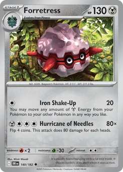 Forretress Pokemon card from Destined Rivals, card number 140