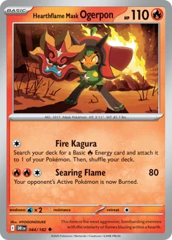 Hearthflame Mask Ogerpon Pokemon card from Destined Rivals, card number 44