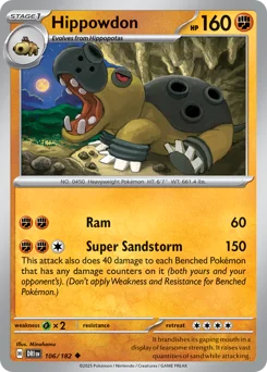 Hippowdon Pokemon card from Destined Rivals, card number 106