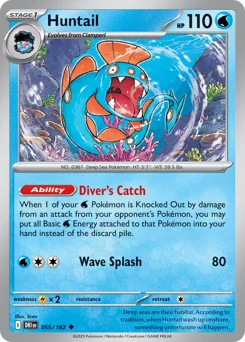 Huntail Pokemon card from Destined Rivals, card number 55