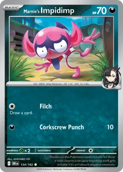 Marnie's Impidimp Pokemon card from Destined Rivals, card number 134