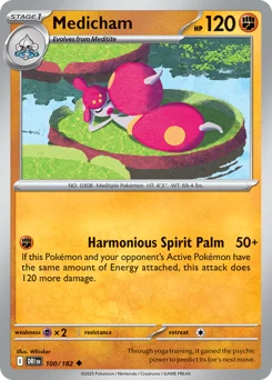 Medicham Pokemon card from Destined Rivals, card number 100