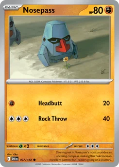 Nosepass Pokemon card from Destined Rivals, card number 97