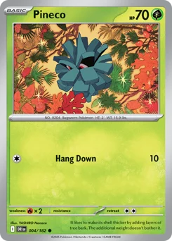 Pineco Pokemon card from Destined Rivals, card number 4