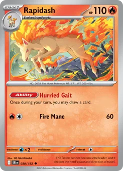 Rapidash Pokemon card from Destined Rivals, card number 30