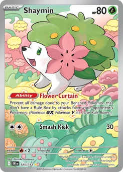 Shaymin Pokemon card from Destined Rivals, card number 185