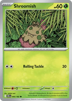 Shroomish Pokemon card from Destined Rivals, card number 5
