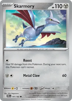 Skarmory Pokemon card from Destined Rivals, card number 141