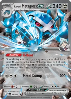 Steven's Metagross ex Pokemon card from Destined Rivals, card number 145