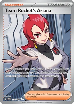 Team Rocket's Ariana Pokemon card from Destined Rivals, card number 224