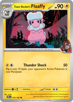 Team Rocket's Flaaffy Pokemon card from Destined Rivals, card number 73