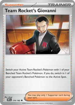 Team Rocket's Giovanni Pokemon card from Destined Rivals, card number 174