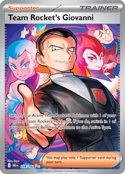 Team Rocket's Giovanni Pokemon card from Destined Rivals, card number 238
