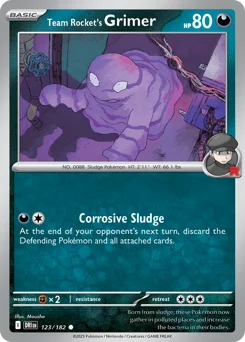Team Rocket's Grimer Pokemon card from Destined Rivals, card number 123
