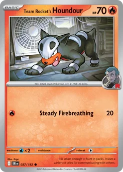 Team Rocket's Houndour Pokemon card from Destined Rivals, card number 37