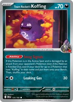 Team Rocket's Koffing Pokemon card from Destined Rivals, card number 125