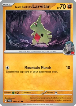 Team Rocket's Larvitar Pokemon card from Destined Rivals, card number 94