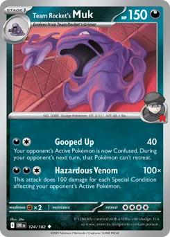 Team Rocket's Muk Pokemon card from Destined Rivals, card number 124
