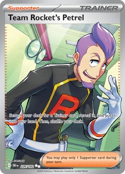 Team Rocket's Petrel Pokemon card from Destined Rivals, card number 226