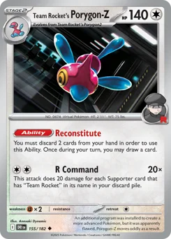 Team Rocket's Porygon-Z Pokemon card from Destined Rivals, card number 155