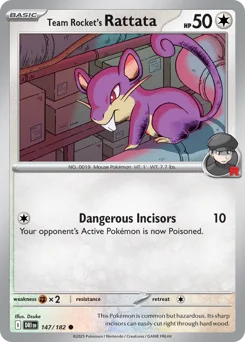 Team Rocket's Rattata Pokemon card from Destined Rivals, card number 147