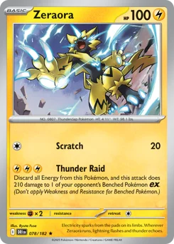 Zeraora Pokemon card from Destined Rivals, card number 78