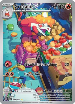 Crocalor Pokemon card from Paldea Evolved, card number 202