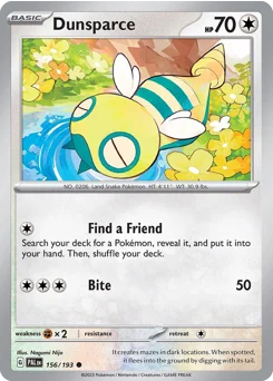 Dunsparce Pokemon card from Paldea Evolved, card number 156