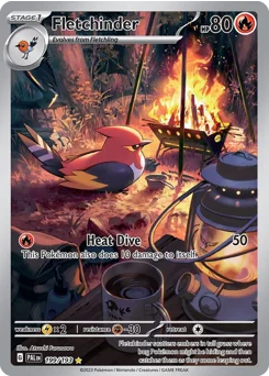 Fletchinder Pokemon card from Paldea Evolved, card number 199
