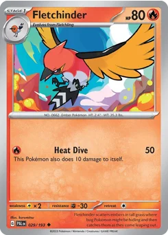 Fletchinder Pokemon card from Paldea Evolved, card number 29