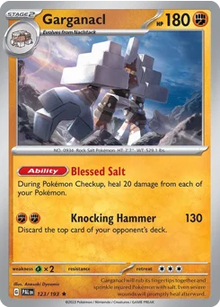 Garganacl Pokemon card from Paldea Evolved, card number 123